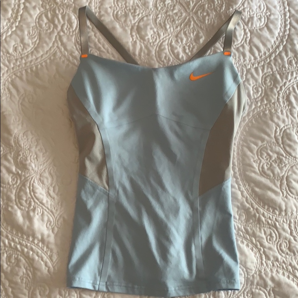Nike light blue and gray athletic tank top